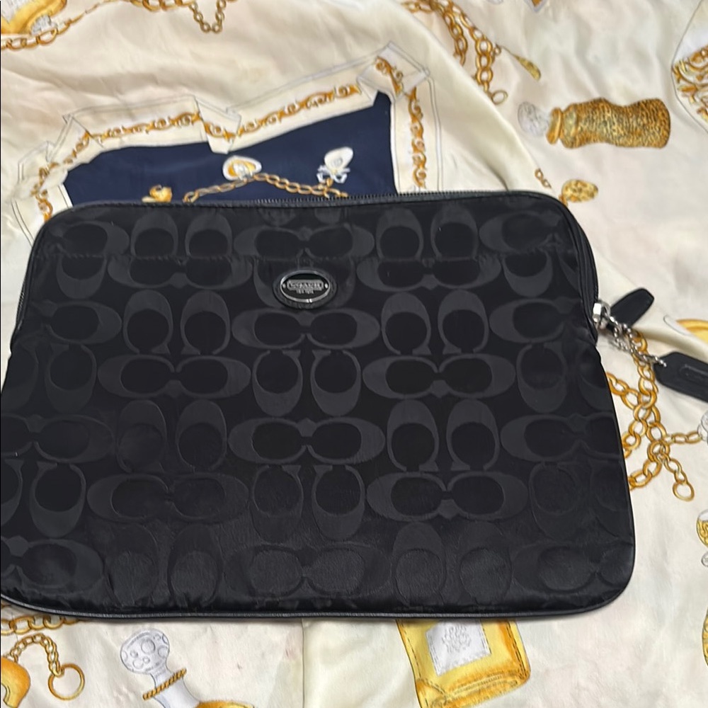 Coach Black Signature Laptop Sleeve
